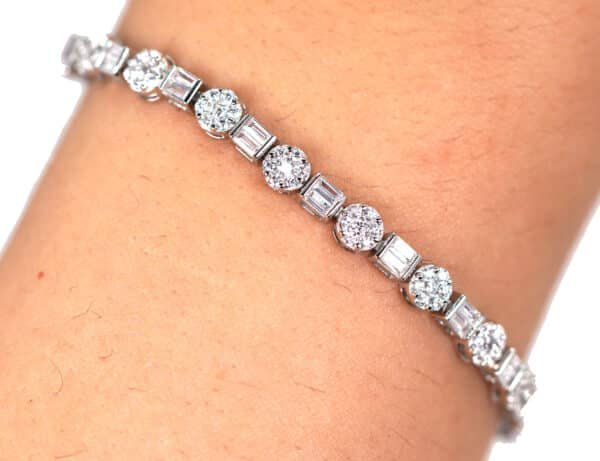 Exquisite Sterling Silver Tennis Bracelet with 5A Zircon Stones in Unique Circle and Square Shapes - Image 4
