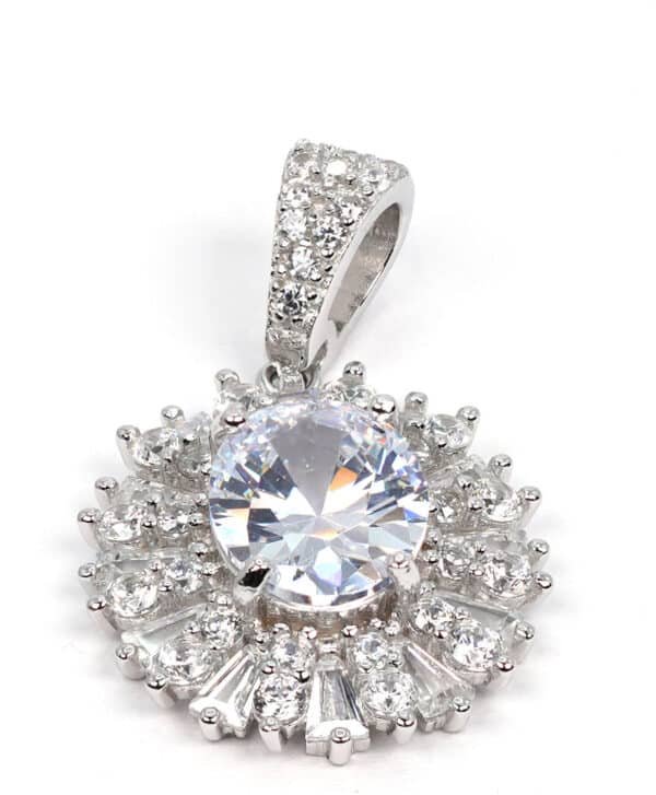 Sparkle of our premium sterling silver jewelry set earrings ring and necklace, adorned with intricately crafted zircon stones - Image 5