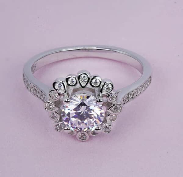 Sparkling Sterling Silver Jewelry Set with Zircon Stones - Ring, Earrings, and Necklace Ensemble - Image 4