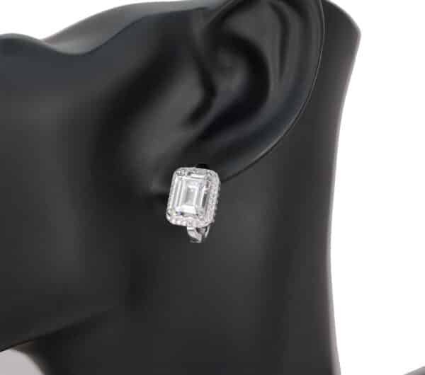 Elegant Sterling Silver Jewelry Set with Rectangular Zircon Stones - Necklace, Ring, and Earrings - Image 6