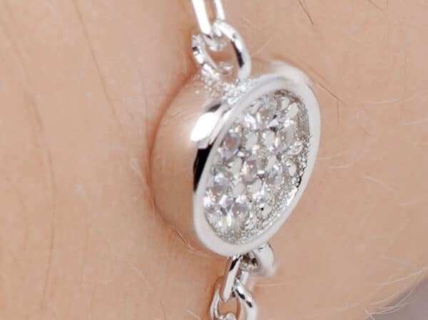 Stunning Sterling Silver Bracelet with 4 Unique Geometric Shapes and Sparkling Zircon Stones - Image 5