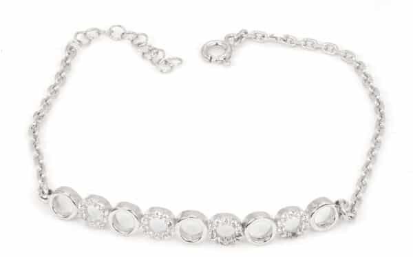 Stunning Sterling Silver Bracelet with 9 Circle Design - Featuring a Chic Combination of Plain and Zircon Stone Circles - Image 5