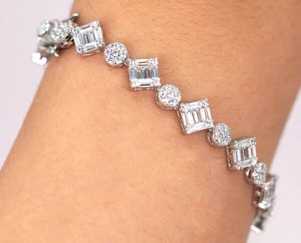 Exquisite Sterling Silver Tennis Bracelet with Brilliant 5A Zircon Stones in Circle and Square Shapes - Image 5