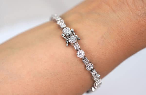 Exquisite Sterling Silver Tennis Bracelet with 5A Zircon Stones in Unique Circle and Square Shapes - Image 5