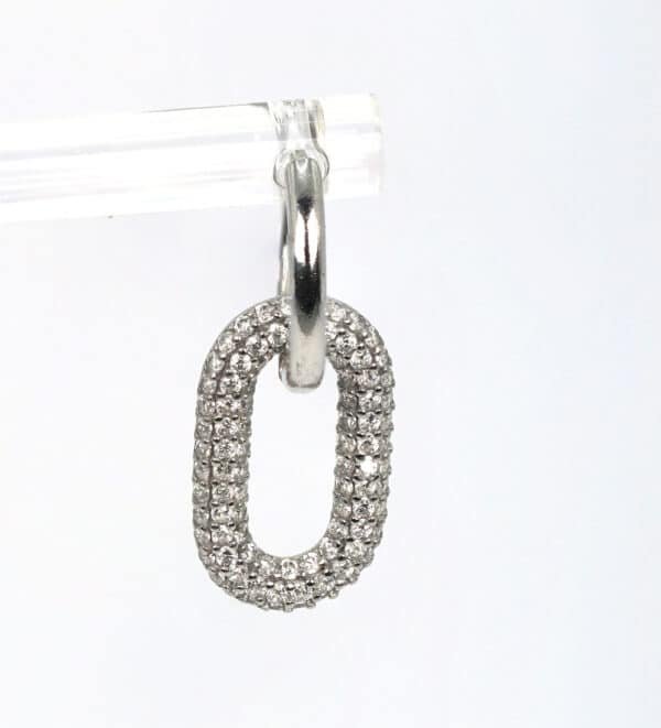 Zircon Chain and Circle: Sterling Silver Unisex Earrings for Effortlessly Chic Style - Image 6