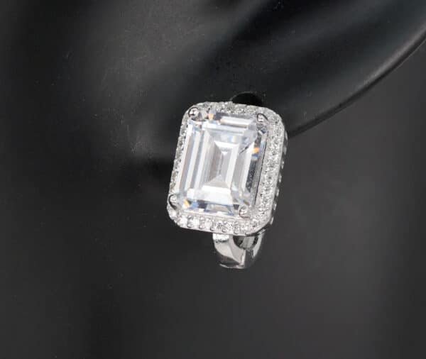 Elegant Sterling Silver Jewelry Set with Rectangular Zircon Stones - Necklace, Ring, and Earrings - Image 7