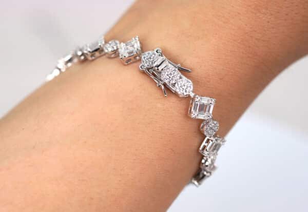 Exquisite Sterling Silver Tennis Bracelet with Brilliant 5A Zircon Stones in Circle and Square Shapes - Image 6