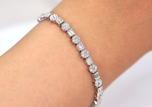 Exquisite Sterling Silver Tennis Bracelet with 5A Zircon Stones in Unique Circle and Square Shapes - Image 6