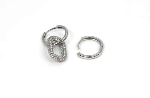 Zircon Chain and Circle: Sterling Silver Unisex Earrings for Effortlessly Chic Style - Image 7