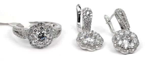 Dazzling Sterling Silver Set with Zircon Stones: Earrings and Ring - Image 6