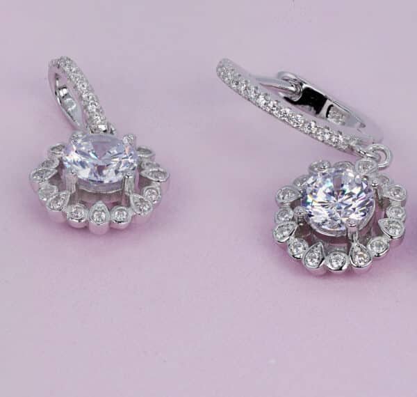 Sparkling Sterling Silver Jewelry Set with Zircon Stones - Ring, Earrings, and Necklace Ensemble - Image 5