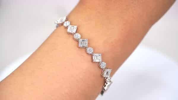 Exquisite Sterling Silver Tennis Bracelet with Brilliant 5A Zircon Stones in Circle and Square Shapes - Image 7