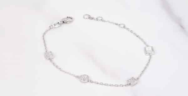 Stunning Sterling Silver Bracelet with 4 Unique Geometric Shapes and Sparkling Zircon Stones - Image 7