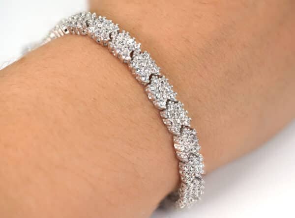 Radiant Cubic Zircon Linked Tennis Bracelet in Sterling Silver