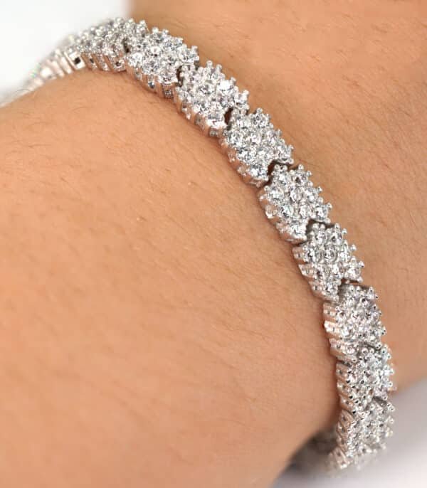 Radiant Cubic Zircon Linked Tennis Bracelet in Sterling Silver - Image 8