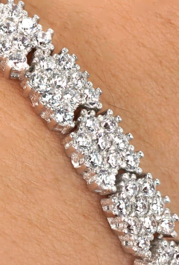 Radiant Cubic Zircon Linked Tennis Bracelet in Sterling Silver - Image 9