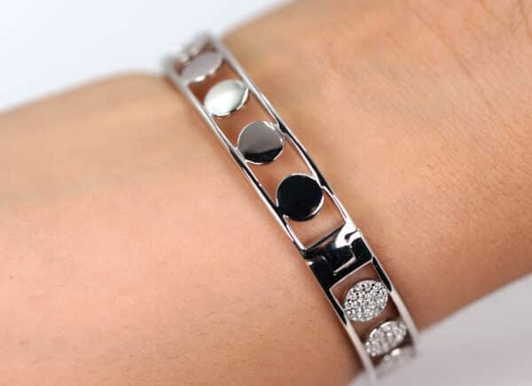 925 Silver Bracelet with Stunning Zircon Stones and Unique Circle Design - Image 10