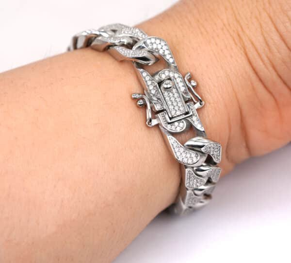 Statement Zircon Sterling Silver Chain Bracelet: Make a Bold Fashion Statement with this Eye-Catching Accessory - Image 2