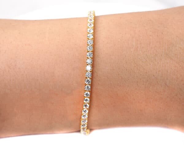 Sparkling Sterling Silver Bracelet with Zircon Stones and Dual Plating (Gold and Rhodium)