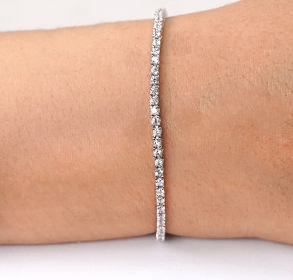 Sparkling Sterling Silver Tennis Bracelet with Rhodium Plating and Zircon Stones for Timeless Elegance