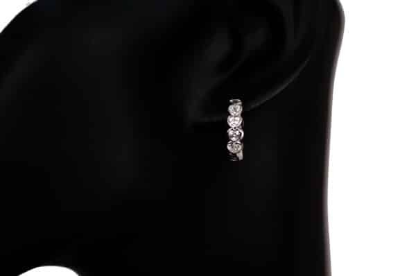Sparkling Heart-Shaped Zircon Sterling Silver Huggie Earrings - Image 3
