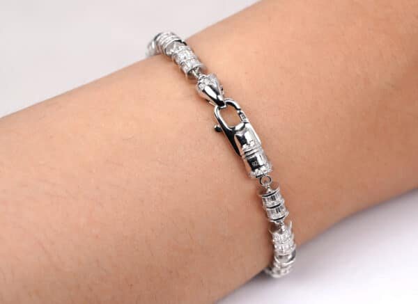 Sparkling Sterling Silver Bracelet with Cylindrical Zircon Stones - Image 2