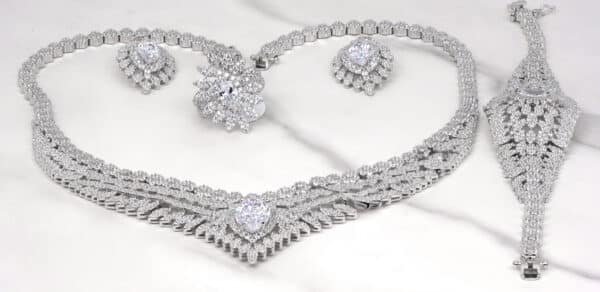 925 Sterling Silver zirconia  Jewelry  Set Necklace, Ring, Earrings, and Bracelet Ideal for Formal Occasions and Special Events - Image 14