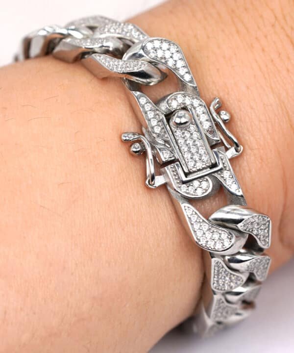 Statement Zircon Sterling Silver Chain Bracelet: Make a Bold Fashion Statement with this Eye-Catching Accessory - Image 3