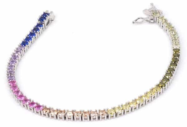Rainbow Radiance: Sterling Silver Bracelet with Multicolored Gemstones - Image 3