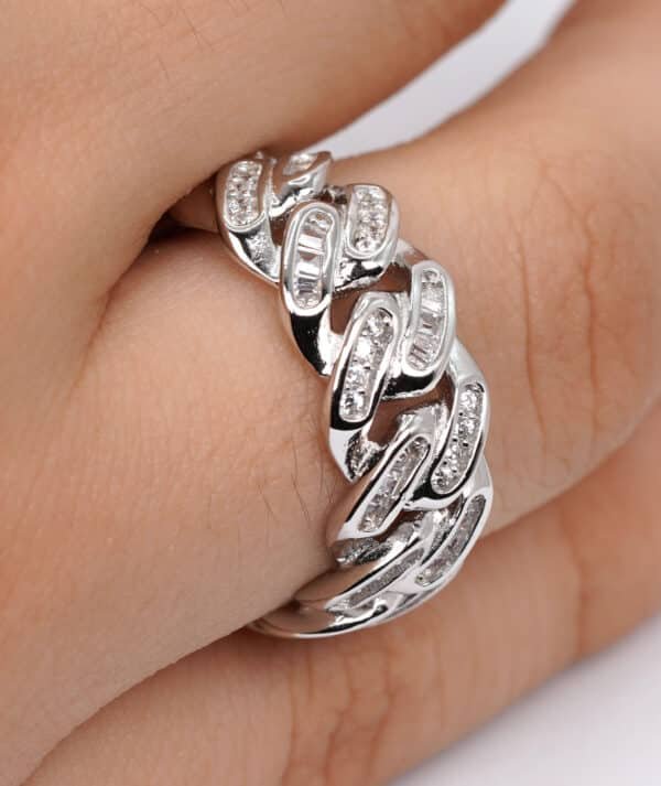 Sparkling Sterling Silver Ring with Dazzling Zircon Stones - Image 3