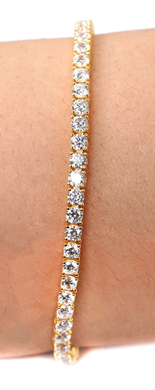 Sparkling Sterling Silver Bracelet with Zircon Stones and Dual Plating (Gold and Rhodium) - Image 3