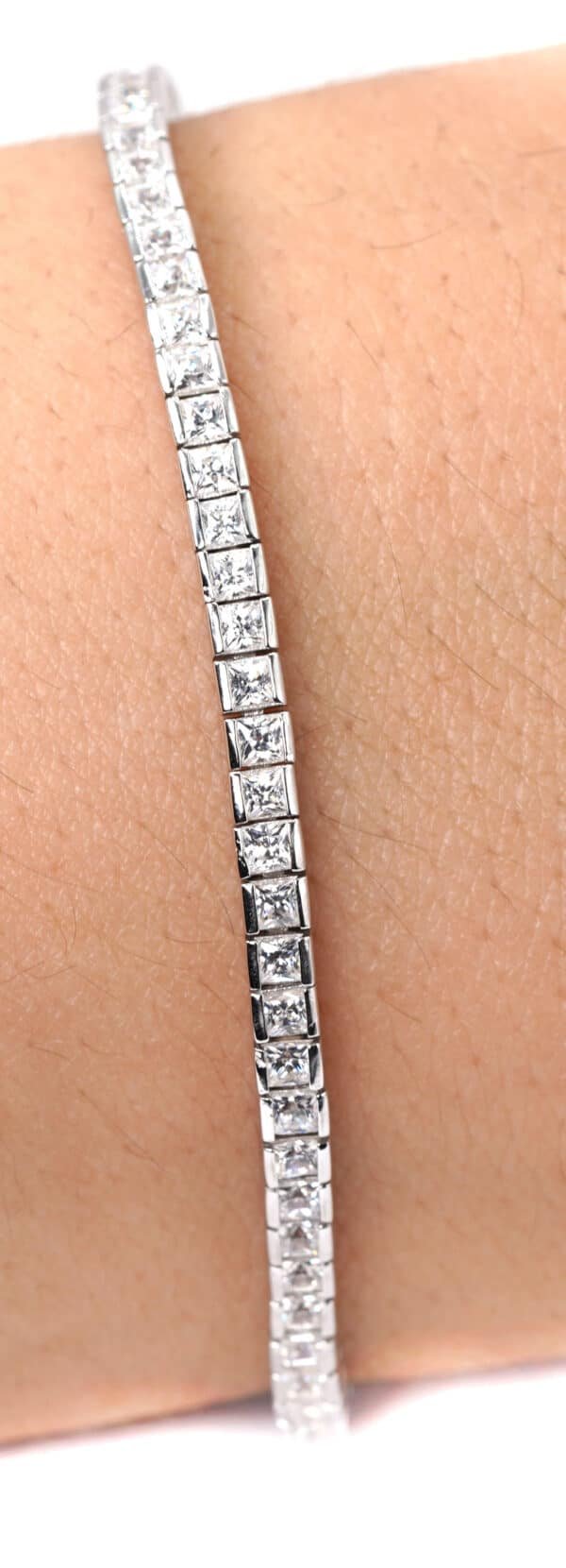 Sparkling 5A Quality Zircon Stone Sterling Silver Tennis Bracelet, Rhodium-Plated for Lasting Shine - Image 3