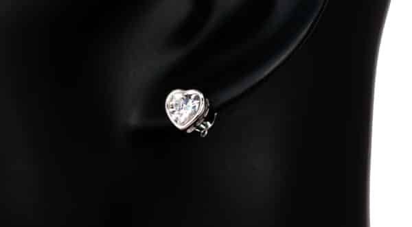 Sparkling Sterling Silver Heart-Shaped Stud Earrings with Zircon Stones - Image 4
