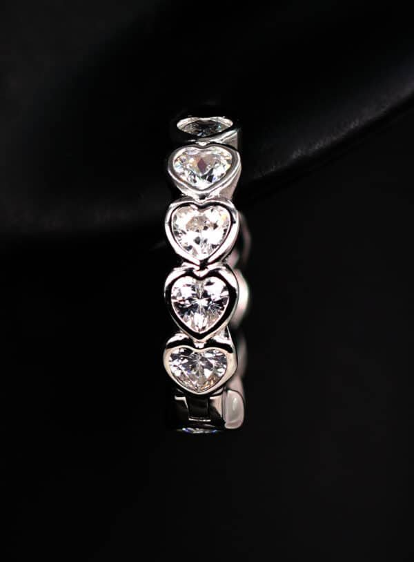 Sparkling Heart-Shaped Zircon Sterling Silver Huggie Earrings - Image 4