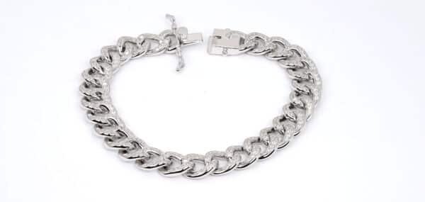 Sparkling Sterling Silver Bracelet with Bold Chain and Zircon Stone Accents - Image 3