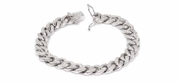 Sparkling Sterling Silver Bracelet with Zircon Stones Adorning Both Sides - Image 3