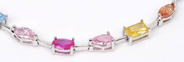 Rainbow multi color Sterling Silver Bracelet with Assorted Shaped Links - Image 4
