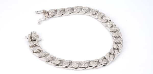 Unisex Sterling Silver Chain Bracelet with Dazzling Zircon Stones - Image 3