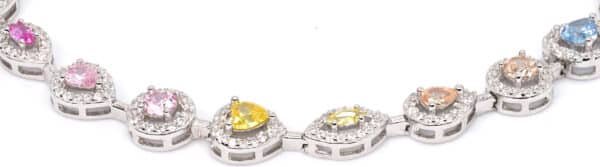 Colorful Rainbow Zircon Stone Bracelet in Sterling Silver with 18 Unique Shapes - Image 5