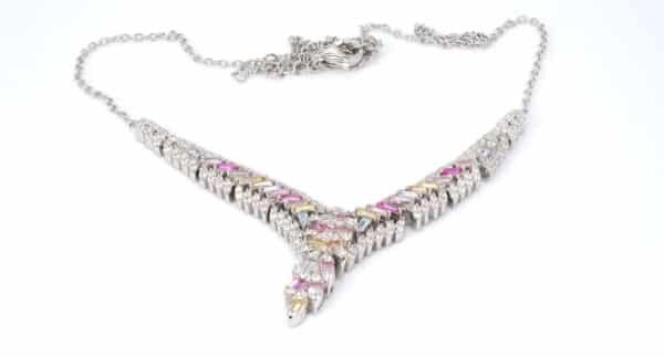 Colorful Zircon Sterling Silver Necklace: Vibrant Rainbow Stones, 10g of Beauty - Image 3