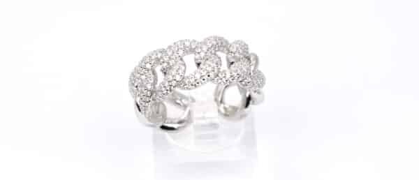 Elegant Sterling Silver Solid chain ring with zircon stone with Dangling Zircon Stone Accent - Image 4