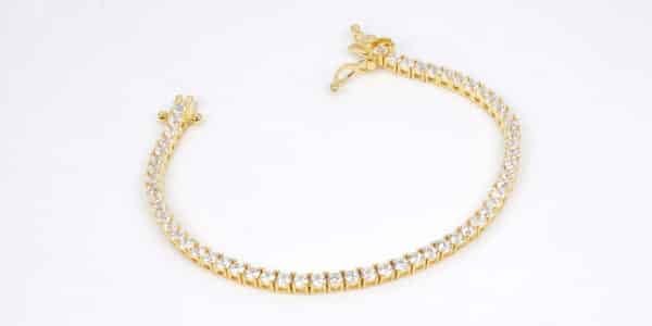 Sparkling Sterling Silver Bracelet with Zircon Stones and Dual Plating (Gold and Rhodium) - Image 4