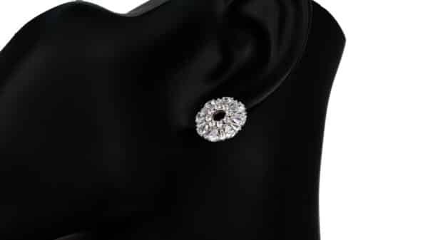 Sparkling Sterling Silver Flower Stud Earrings Adorned with Zircon Stones - Image 4