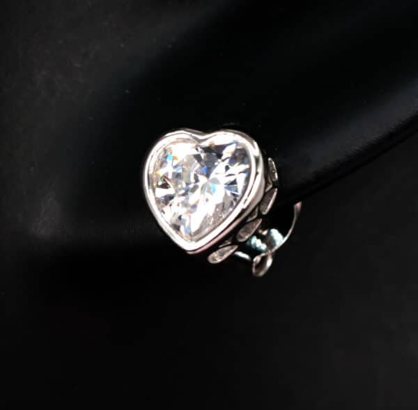 Sparkling Sterling Silver Heart-Shaped Stud Earrings with Zircon Stones - Image 5