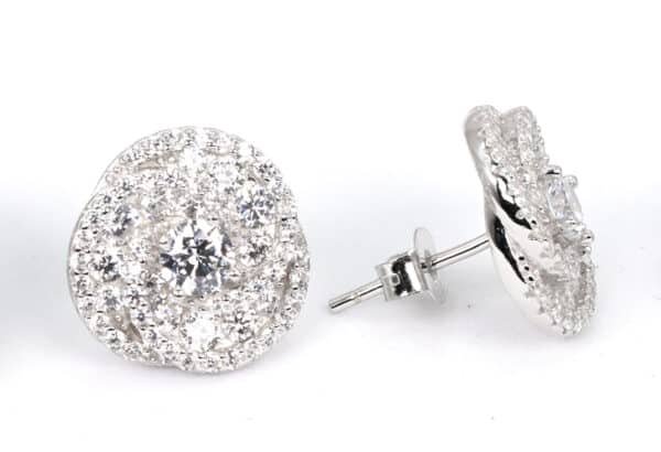 Floral Fantasy: Sterling Silver Jewelry Set earrings necklace and ring  with Zircon Stones - Image 3