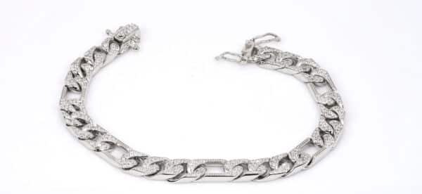 Zircon-Studded Sterling Silver Chain Bracelet: A Unique Design Featuring 5 Large Chains Linked by Smaller Chain - Image 3