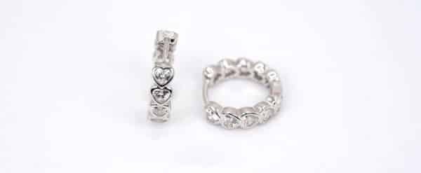 Sparkling Heart-Shaped Zircon Sterling Silver Huggie Earrings - Image 5