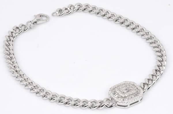 Elegant Sterling Silver Bracelet with Sparkling Zircon Stones - Image 4
