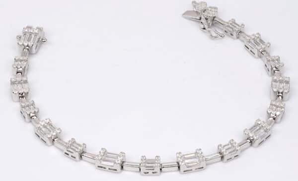 Zircon-accented Sterling Silver Link Bracelet with Rectangular Pendants - Image 4