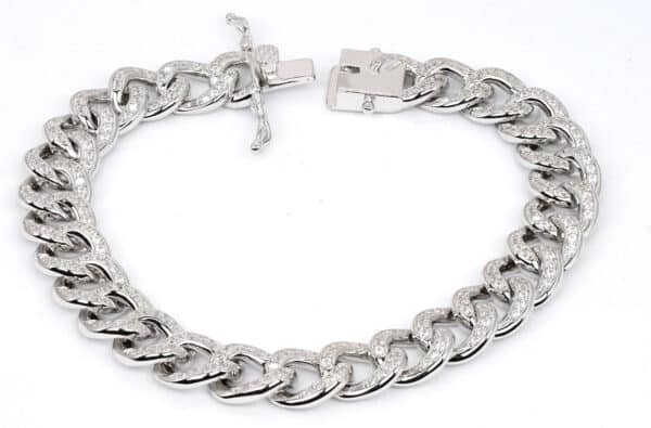 Sparkling Sterling Silver Bracelet with Bold Chain and Zircon Stone Accents - Image 4